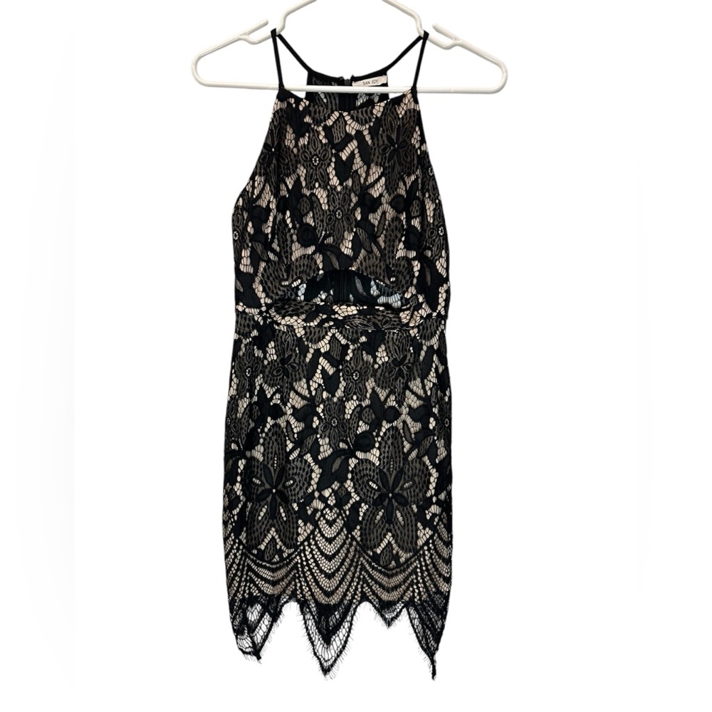 San Joy Lace Cutout Dress Lace Back Size S
